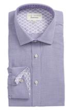 Men's Ted Baker London Murgese Trim Fit Geometric Dress Shirt .5 32/33 - Purple