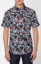 Men's 7 Diamonds 'ignition' Trim Fit Short Sleeve Print Woven Shirt - Black