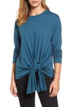 Women's Caslon Long Sleeve Side Tie Tee, Size - Blue