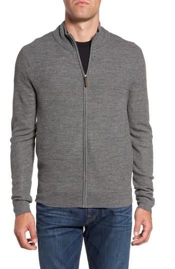 Men's Nordstrom Men's Shop Honeycomb Zip Front Cardigan - Grey