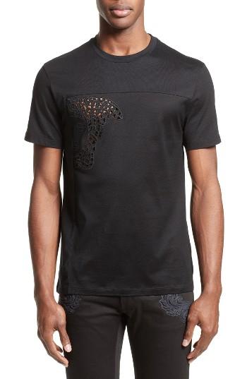 Men's Versace Collection Eyelet Embroidered Medusa T-shirt, Size - Black