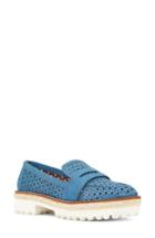 Women's Nine West Gradskool Perforated Penny Loafer M - Blue