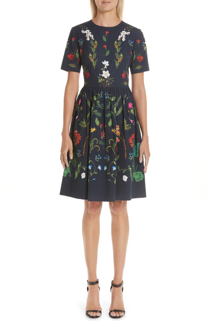 Women's Oscar De La Renta Garden Print A-line Dress
