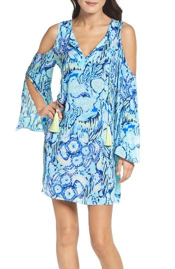 Women's Lilly Pulitzer Benicia Cold Shoulder Dress - Blue