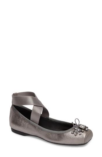 Women's Jessica Simpson Miaha Embellished Blunt Toe Flat .5 M - Grey