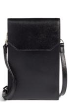 Women's Nordstrom Leather Phone Crossbody Bag - Black