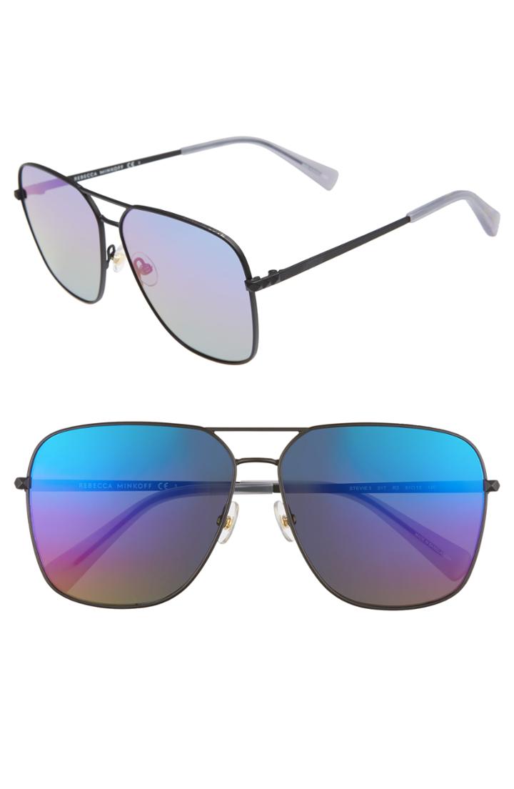 Women's Rebecca Minkoff Stevie3 61mm Aviator Sunglasses - Black