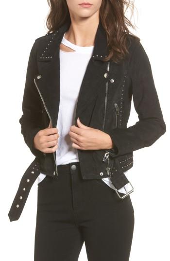 Women's Blanknyc Studded Suede Moto Jacket - Black