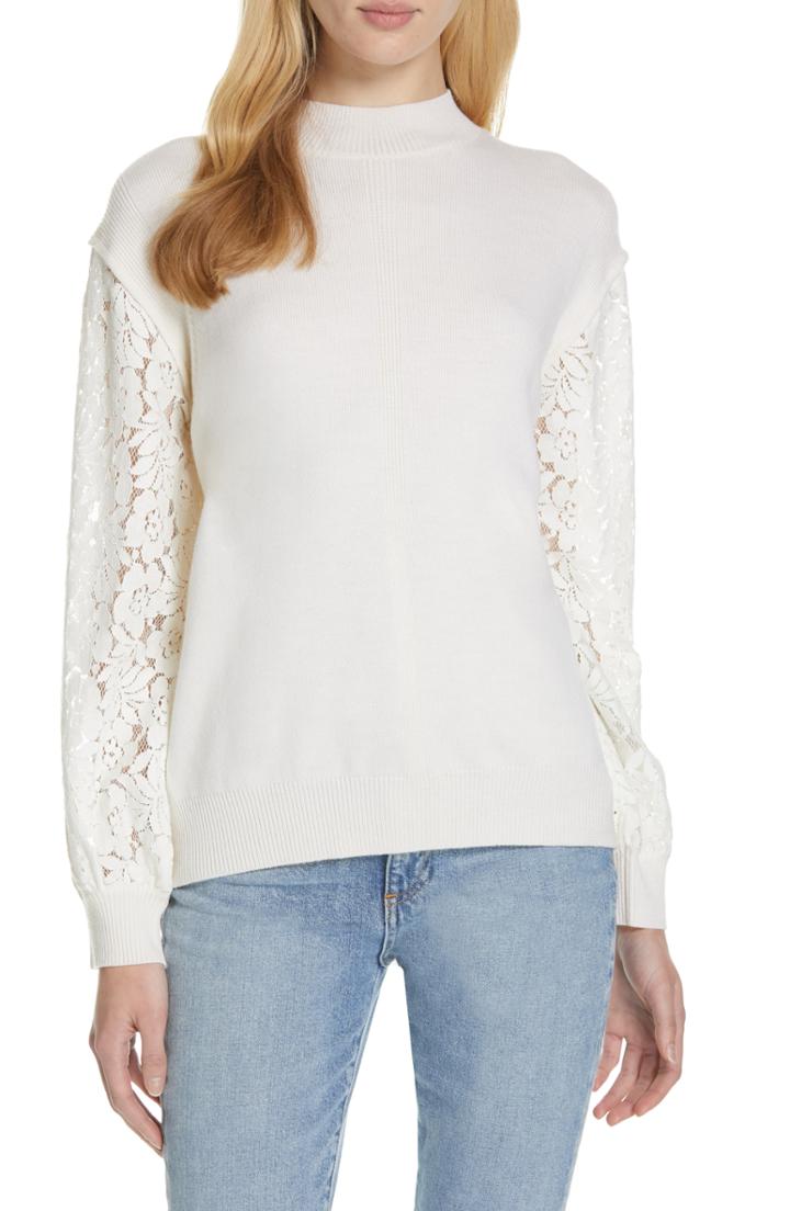 Women's Clu Lace Blouson Sleeve Sweater - Ivory