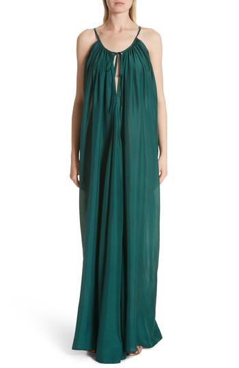 Women's Kalita Mercury Silk Habotai Trapeze Maxi Dress, Size - Green