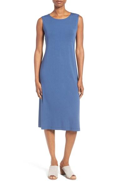 Women's Eileen Fisher Jersey Midi Dress, Size - Blue