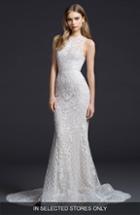 Women's Lazaro Venice Lace Sheath Gown, Size - Ivory