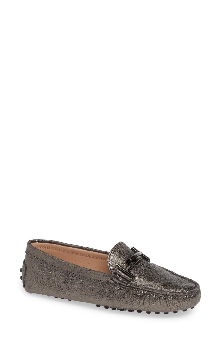 Women's Tod's Gommini Double T Metallic Driving Moccasin