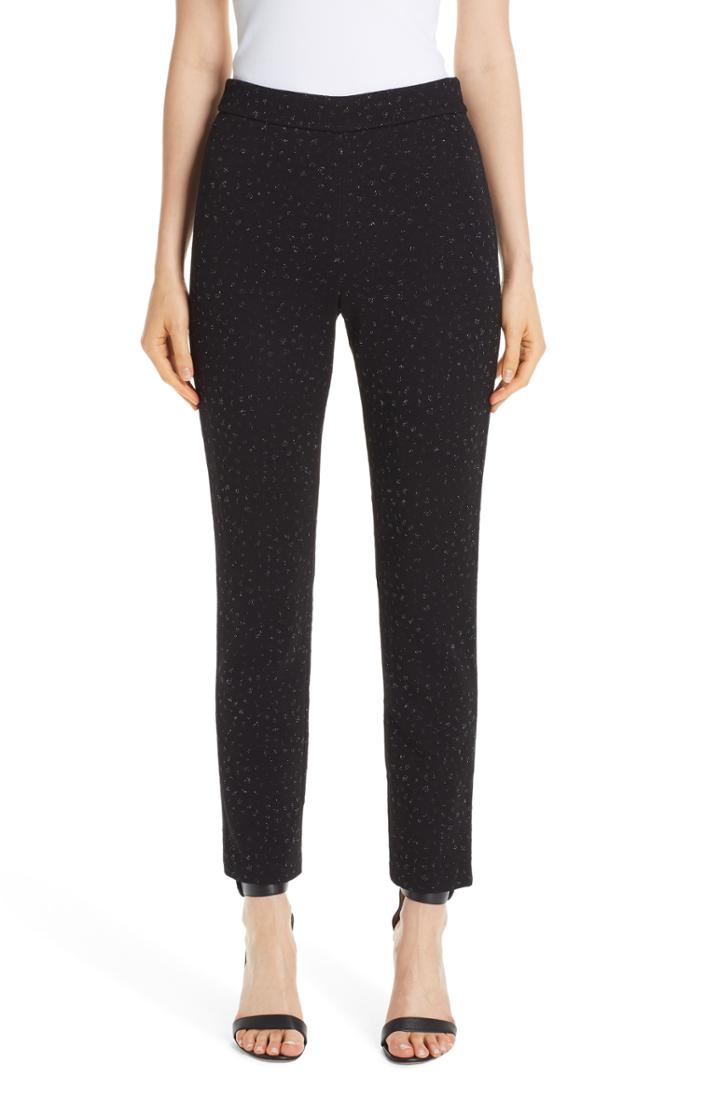 Women's St. John Collection Blister Knit Metallic Jacquard Pants - Black