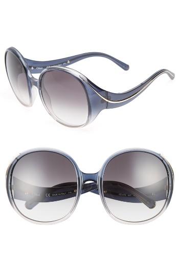 Women's Chloe Nelli 59mm Gradient Lens Round Sunglasses - Gradient Blue/ Turtledove