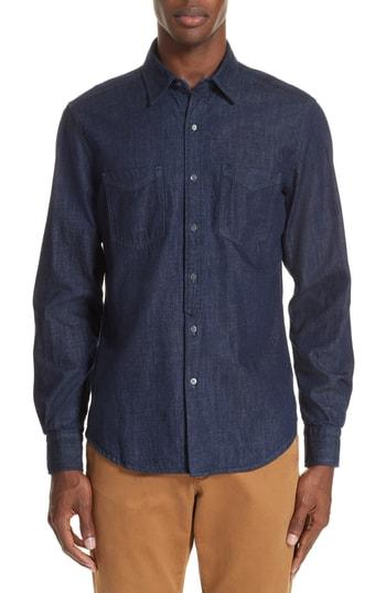 Men's Boglioli Trim Fit Denim Sport Shirt - Blue