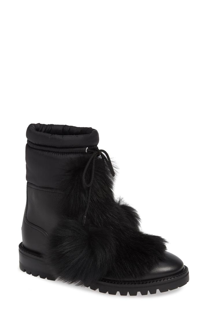 Women's Jimmy Choo Glacie Genuine Shearling Bootie Us / 34eu - Black