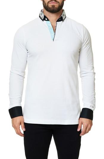 Men's Maceoo Long Sleeve Polo (m) - White