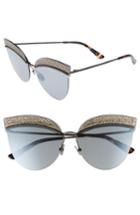 Women's Bottega Veneta 64mm Semi-rimless Cat Eye Sunglasses - Silver