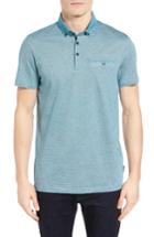 Men's Ted Baker London Cocoa Contrast Collar Stripe Polo (m) - Blue/green