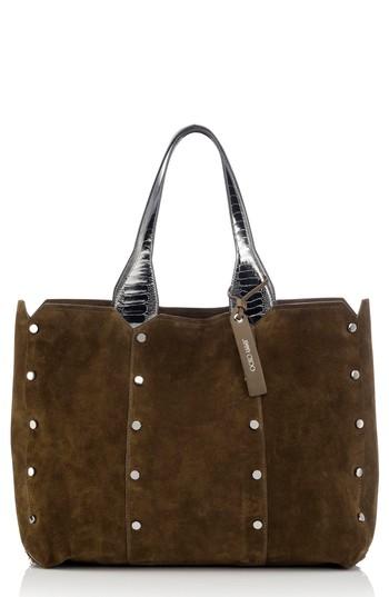 Jimmy Choo Lockett Suede & Metallic Leather Shopper - Green