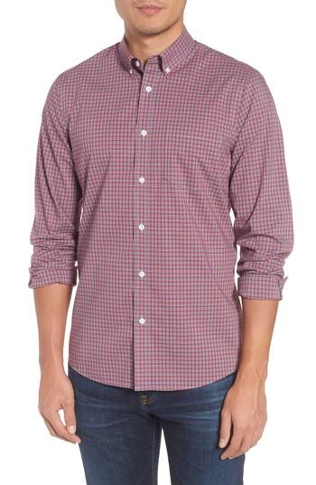 Men's Nordstrom Men's Shop Tech-smart Trim Fit Check Sport Shirt - Red