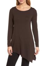 Women's Eileen Fisher Bateau Neck Asymmetrical Jersey Tunic, Size Xx-small - Black (regular & ) (online Only)