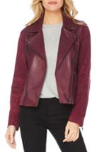 Women's Michael Stars Leather & Suede Moto Jacket - Red