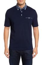 Men's Thomas Dean Denim Trim Jersey Polo, Size - Blue