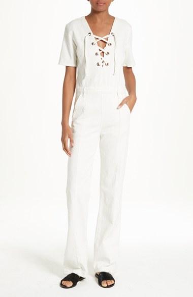 Women's Frame Le Jumpsuit Lace-up Denim Jumpsuit