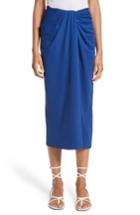 Women's Rosetta Getty Jersey Twist Front Midi Skirt - Blue