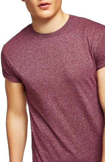 Men's Topman Muscle Fit Flecked T-shirt - Burgundy