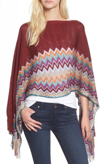 Women's Missoni Zigzag Poncho, Size - Burgundy