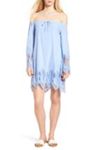 Women's Bp. Lace Trim Off The Shoulder Dress - Blue