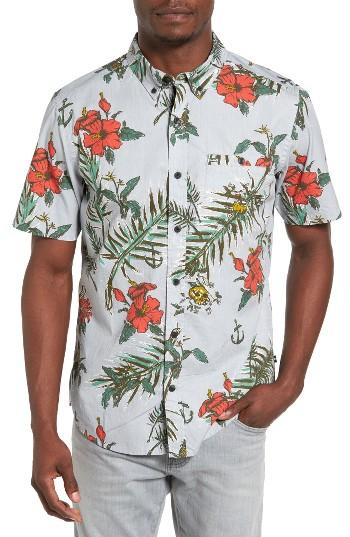 Men's Hurley Montauk Print Woven Shirt - Grey