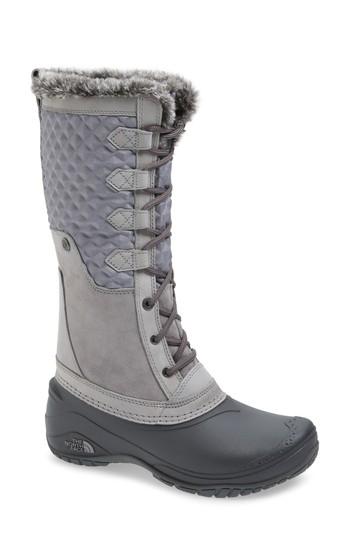 Women's The North Face Shellista Iii Tall Waterproof Insulated Winter Boot .5 M - Grey