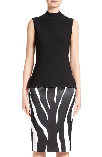Women's St. John Collection Luxe Sculpture Mock Neck Shell