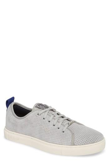 Men's Ted Baker London Kaliix Perforated Low Top Sneaker M - Grey