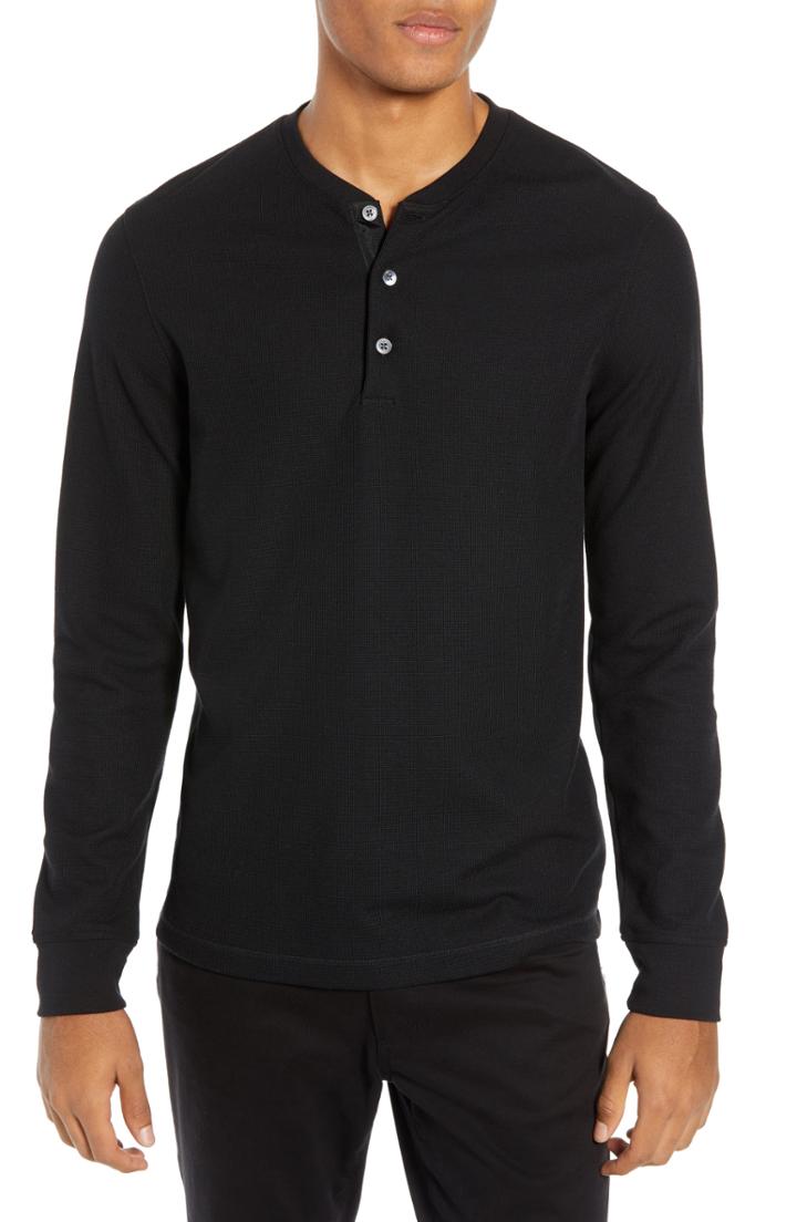 Men's Theory Classic Long Sleeve Henley - Black