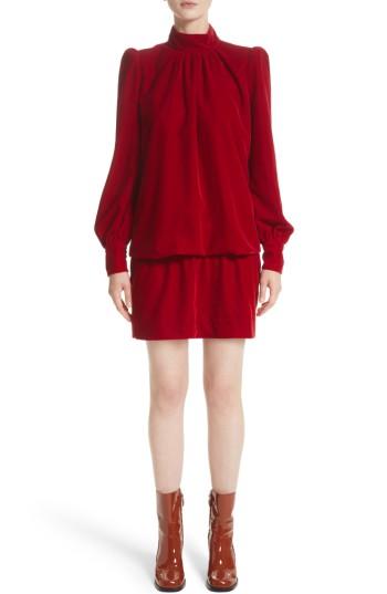 Women's Marc Jacobs Velvet Bishop Sleeve Blouse