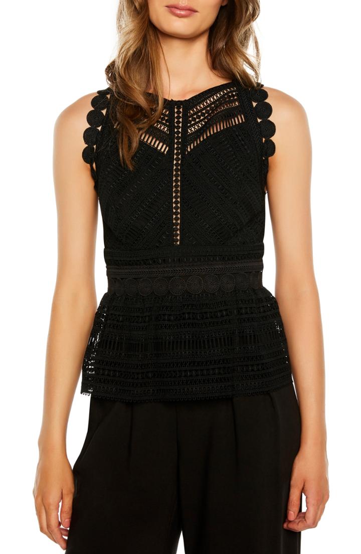 Women's Bardot Delilah Lace Peplum Sleeveless Blouse
