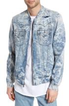 Men's True Religion Brand Jeans Jimmy Bleached Denim Bomber Jacket, Size - White