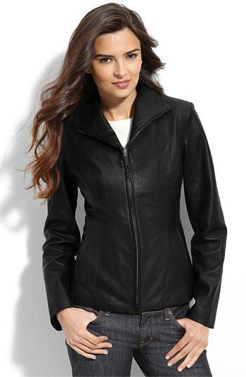 Cole Haan Lambskin Leather Scuba Jacket (petite)