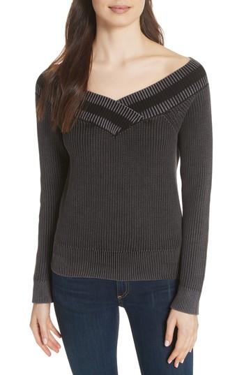 Women's Rag & Bone/jean Dawn Off The Shoulder Knit Top, Size - Black