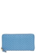 Women's Cole Haan Zoe Woven Rfid Leather Continental Zip Wallet - Blue