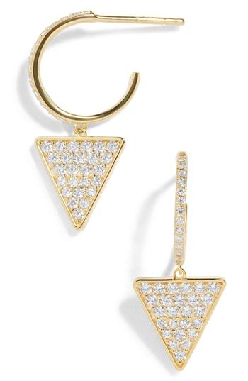 Women's Baublebar Pave Triangle Charm Huggies