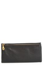 Women's Hobo Eagle Calfskin Leather Trifold Wallet - Black