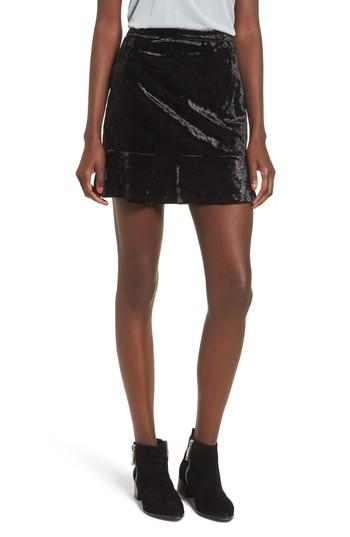 Women's Band Of Gypsies Velvet Ruffle Miniskirt - Black