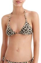 Women's J.crew Leopard Triangle Bikini Top, Size - Black