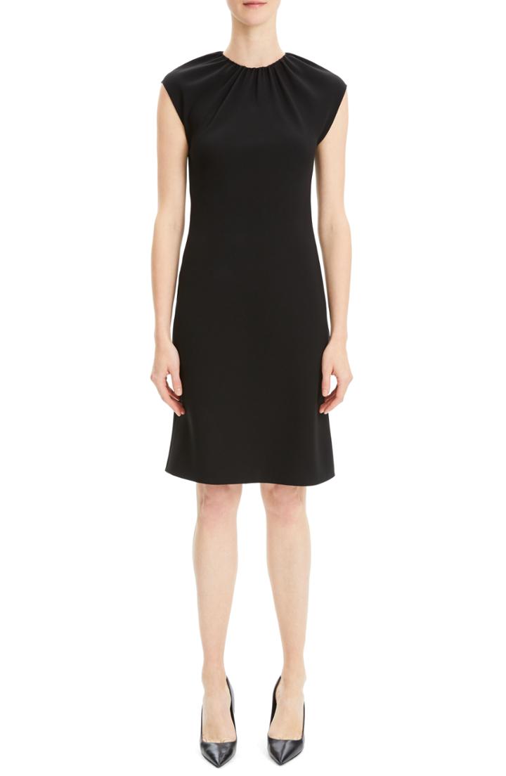 Women's Theory Shirred Neck Sheath Dress, Size - Black